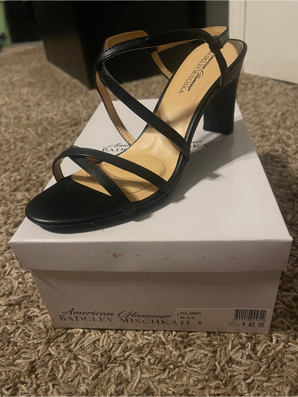 Badgley Mischka Black Strappy Block Heel Sandal